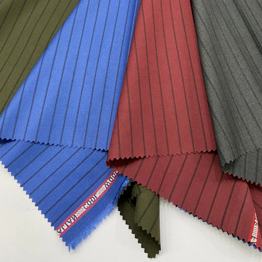 High Quality Wholesale 65 Polyester  35 Rayon Dobby Pattan Fabric Mens Suiting Fabric