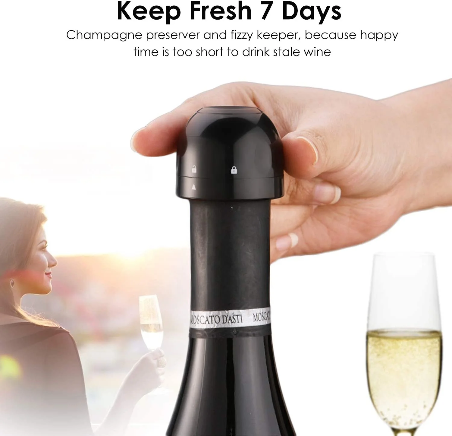 Champagne Stopper High Quality Plastic Vacuum Bottle Stopper Bar Gadgets Wine Preserver Cover with Lock