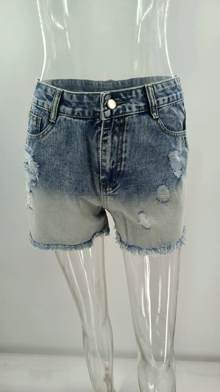 Wholesale Fashion Summer Washed Latest Jean Biker Shorts Short De Mujer Jeans 2 Colored Acid Wash Jeans Shorts