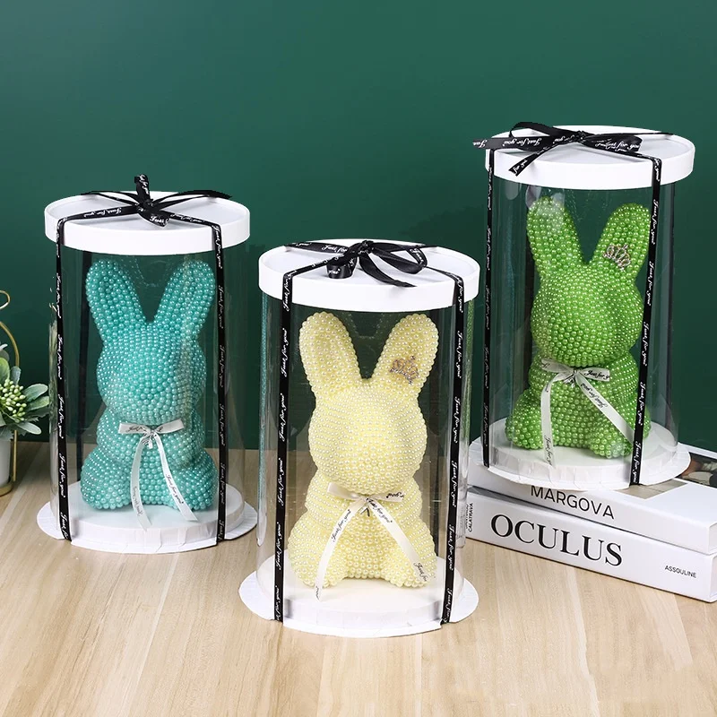 2024 New Style Valentine Gift Sweet 22cm Glitter Simulation Bear Rabbit Rose Crystal Diamond Pearl Bear