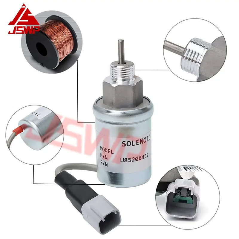 Stop Solenoid 12V U85206452 Fuel Shut Off Solenoid 185206452 U85206451 185206450 185206451 for Perkins 402D 403C