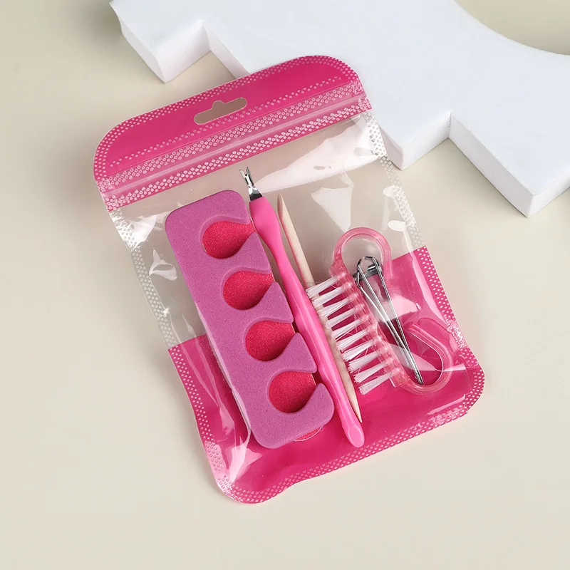 6 in 1 Disposable Pedicure Kit 5pcs Pedicure Set Rose Red