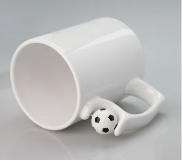 Top Seller Custom 11oz Soccer Football Handle White Ceramic Coffee Cup Valentines Day Sublimation Ceramic Mugs