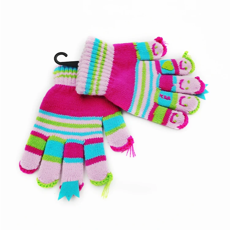 Factory direct custom cute cartoon finger gloves custom girl gloves knitted gloves