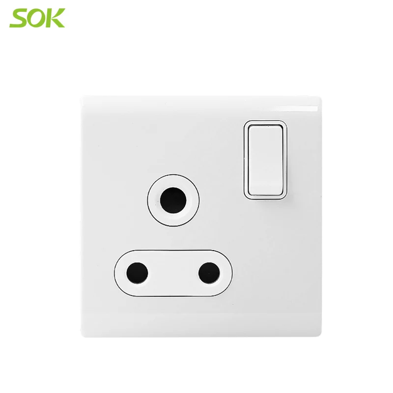 British wall socket 15A 250V Single Pole Switched 3 Round Pin Socket Outlets- White wall sockets