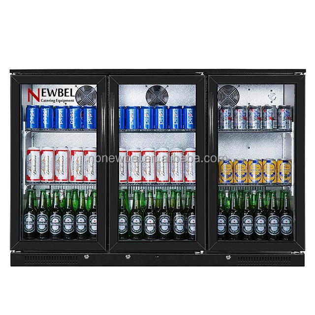 Newbel 3 glass doors automatic defrost commercial back bar beer display fridge/coolers/freezers/refrigerators/chiller