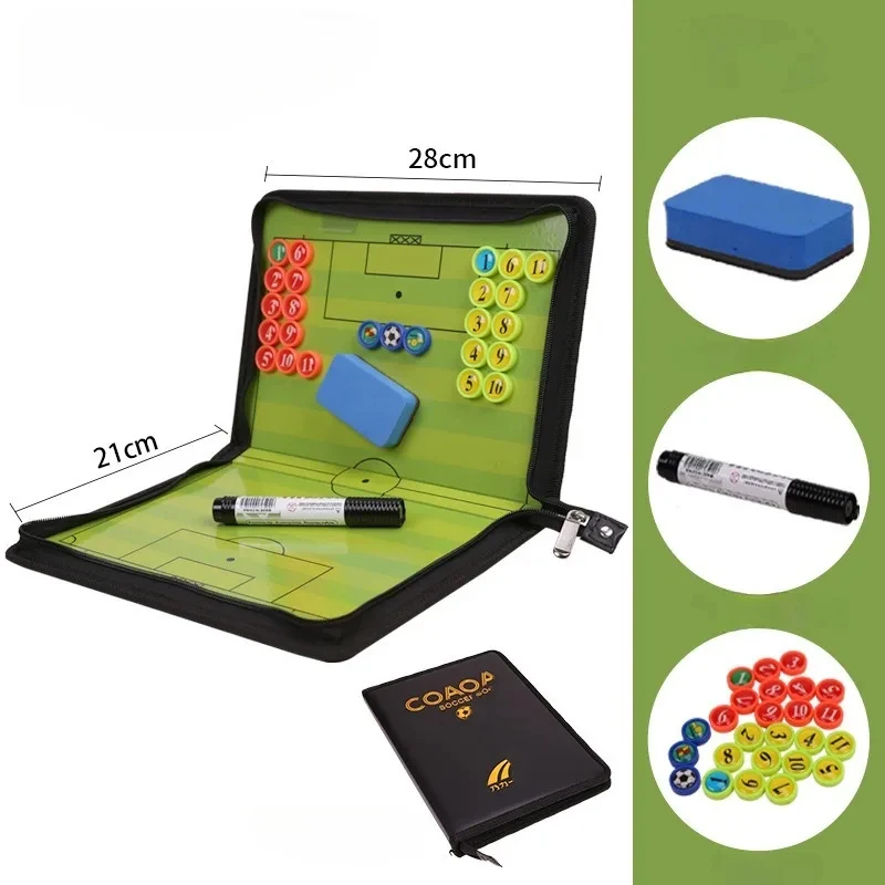 Large Foldable Magnetic Tactical Board Set Indoor Sports Coach Clipboard Eraser for Football Training and Magnetic Chess Games