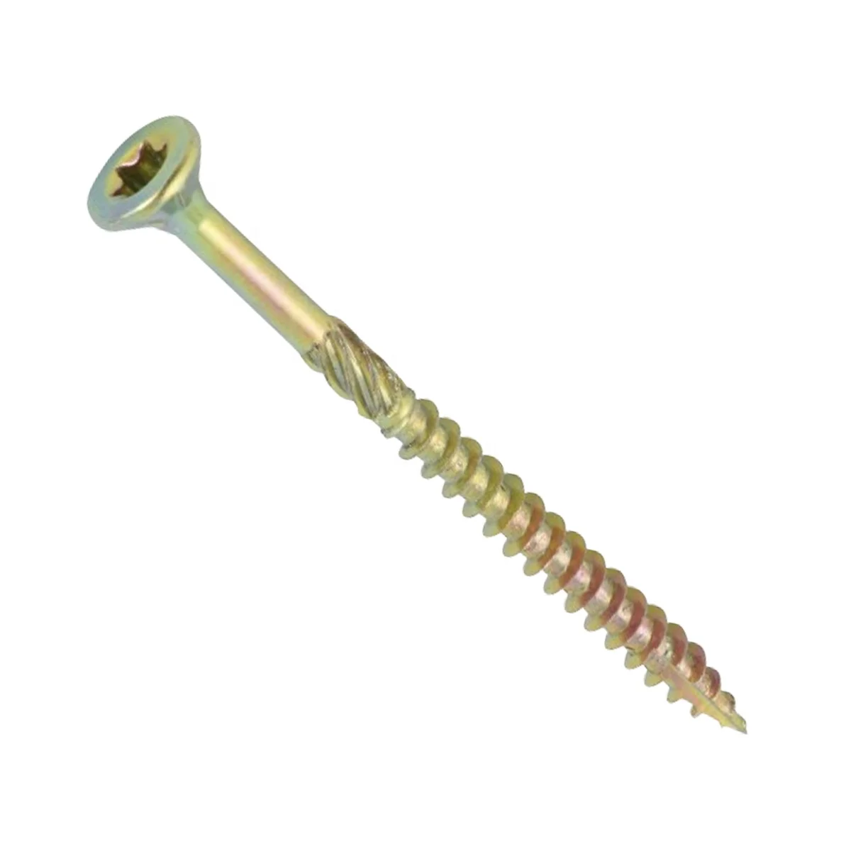 Hot Sale Zinc Plated Silvery Yellow Double Countersunk Torx Round Chipboard Construction Wood Screw With Knur