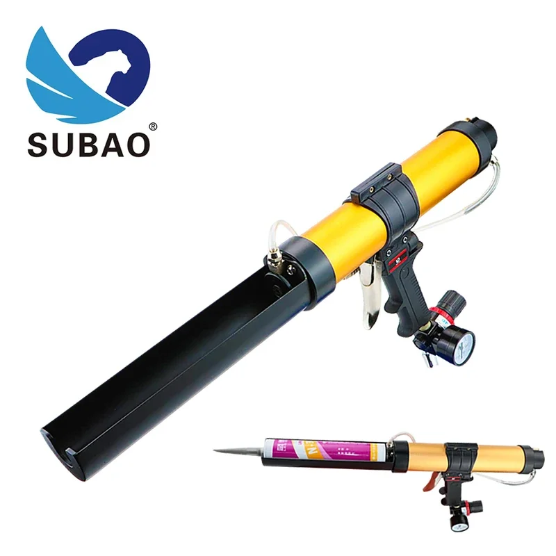 SUBAO 310ml Pneumatic Glass Glue Gun Barrel Hard Glue Gun with Back Rod Function Sealant Gun