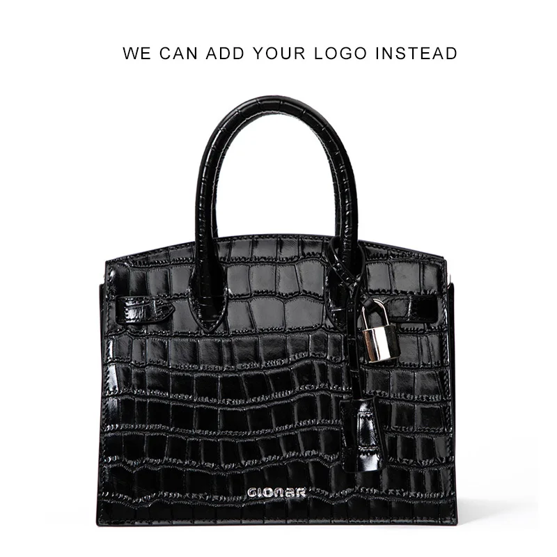 Guangzhou OEM Custom Genuine Leather Bag Women Luxury Designer Handbag Logo Ladies Vegan Purses High Quality Leather Tote Bag