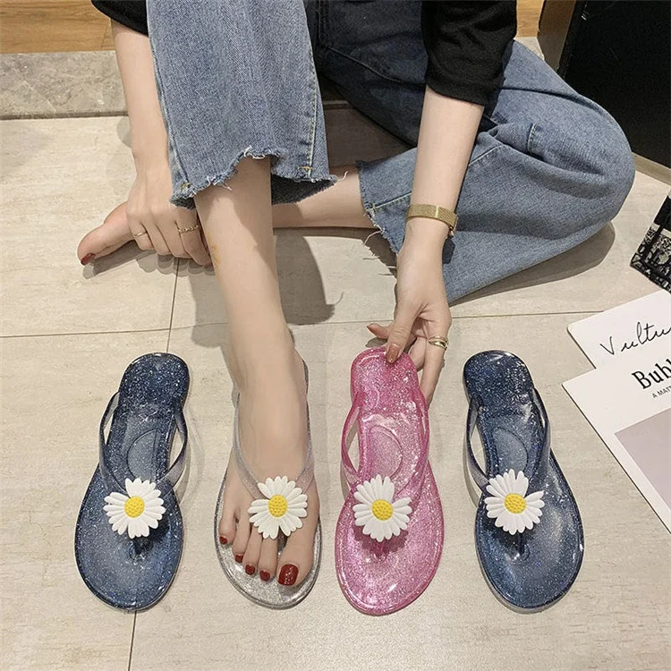 2020 Summer Women Crystal Sandals Jelly Shoes Slippers Transparent Platform Flip Flops