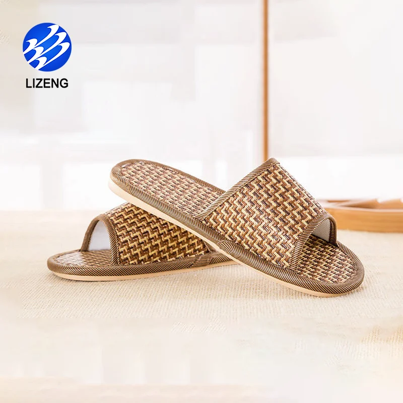 
Feeling Cool House Wear Open Toe Flax Bamboo Straw Flip Slippers For Men/Women 