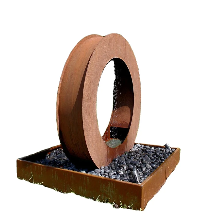 Garden metal waterfall with rain curtain customized corten steel water feature outdoor