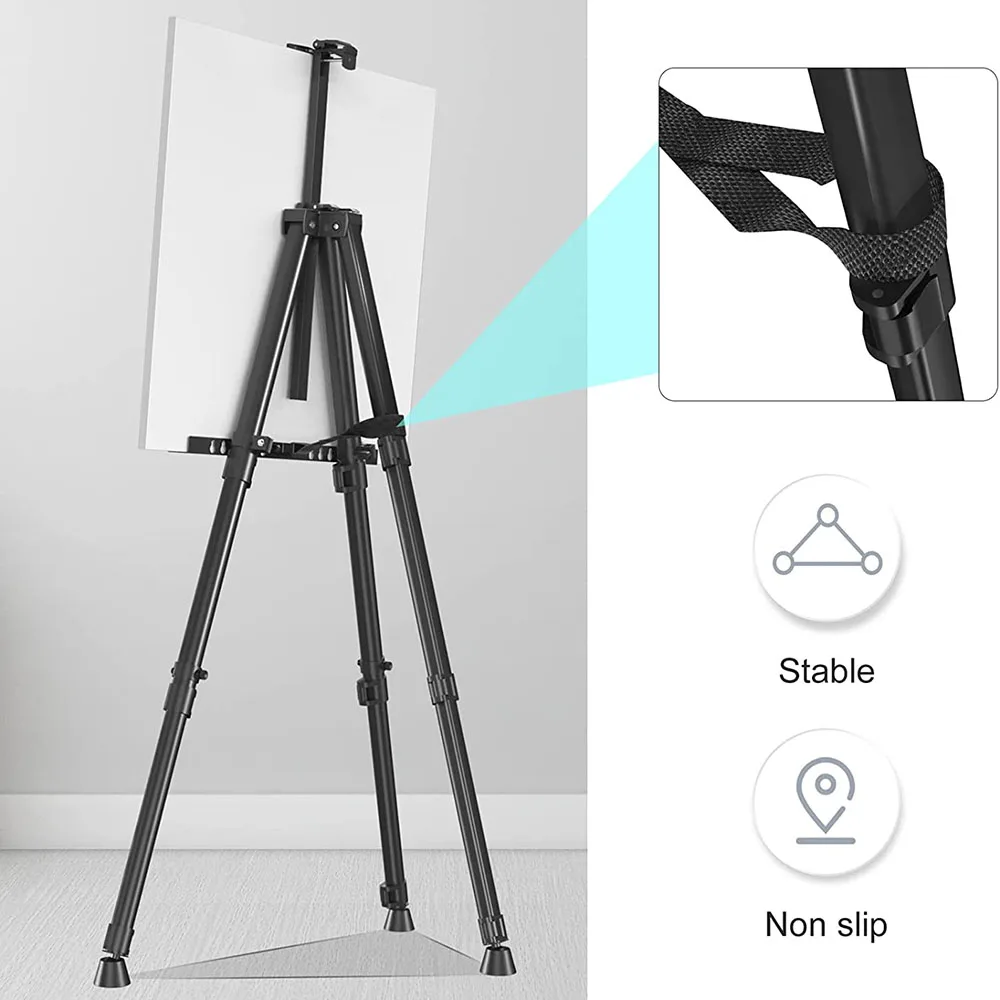 Прочная и долговечная алюминиевая подставка для мольберта с черной сумкой для переноски для свадьбы с черным рюкзаком