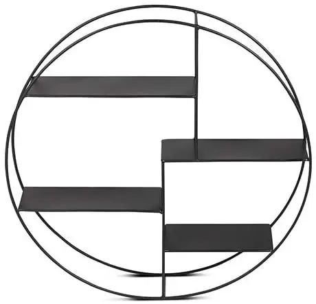 Черные металлические круглые настенные плавающие полки, декоративные подвесные полки для хранения для кухни, спальни, гостиной