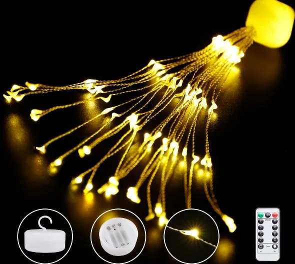 Высокое качество фейерверки огни Светодиодные строки света 8 режимов Фея Света с дистанционным управлением подвесной светильник рождественские украшения