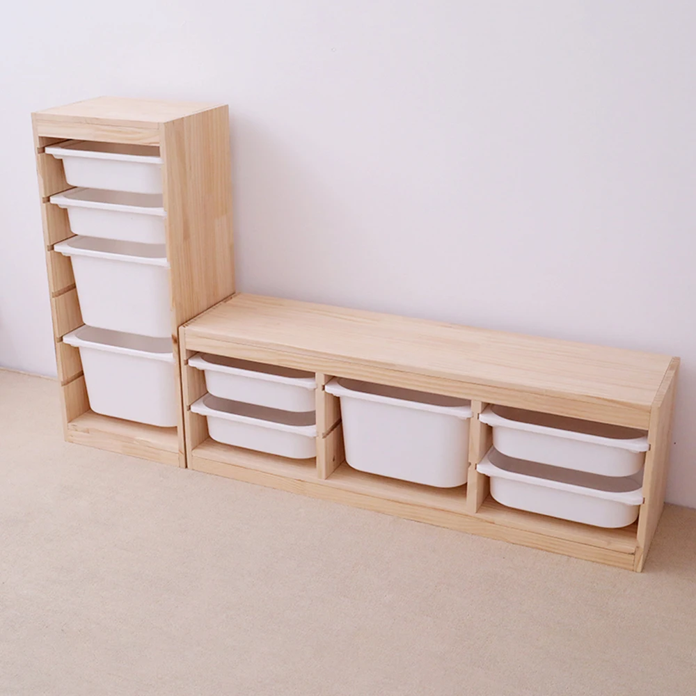 Kids Furniture Toys Cabinet Storage for Wholesale Lifestyle Wooden Customized Solid Wood with Plastic Box