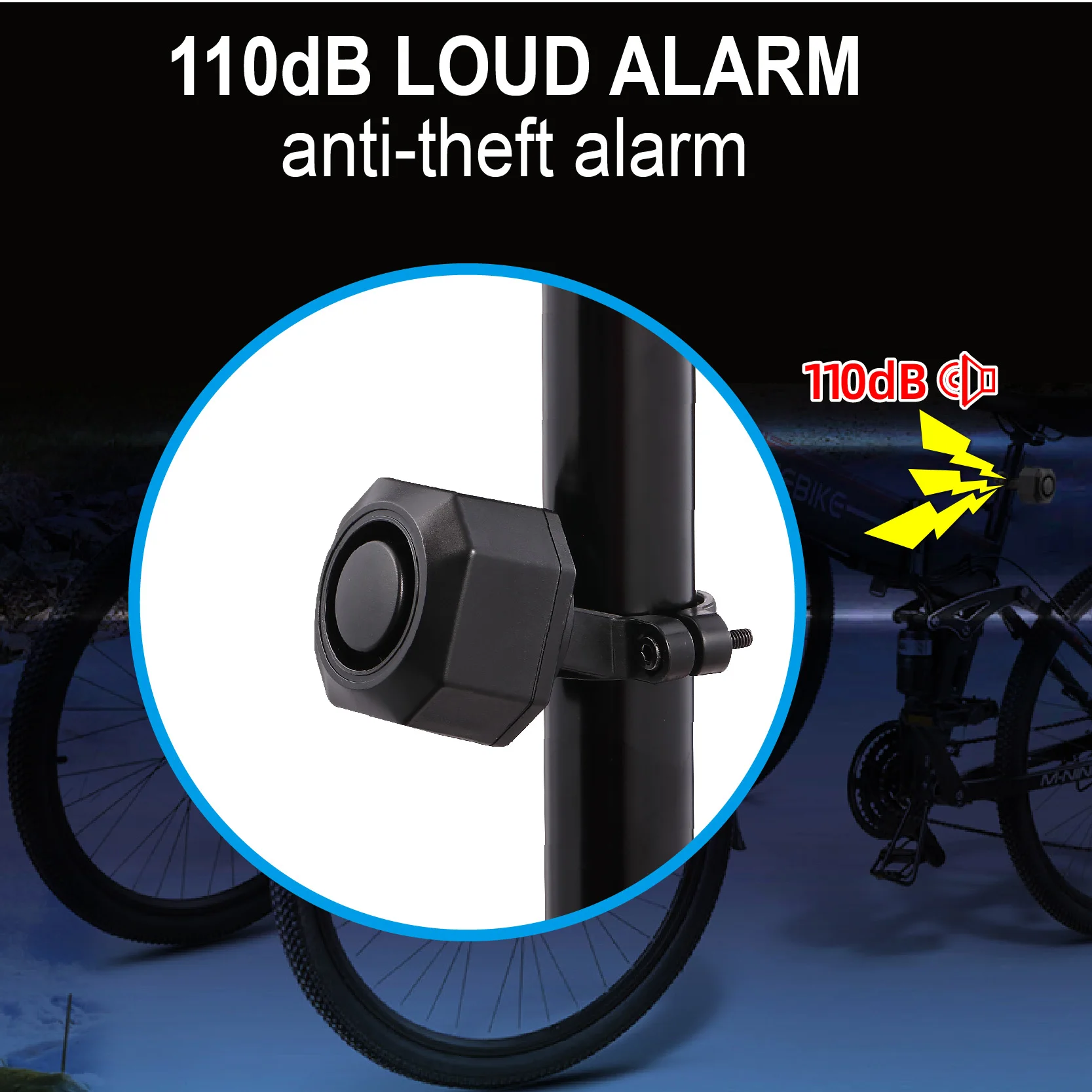 waterproof IP65 remote system e-bike for theft security alarm bike alarm bicycle anti-theft USB-C charge Low battery indicator