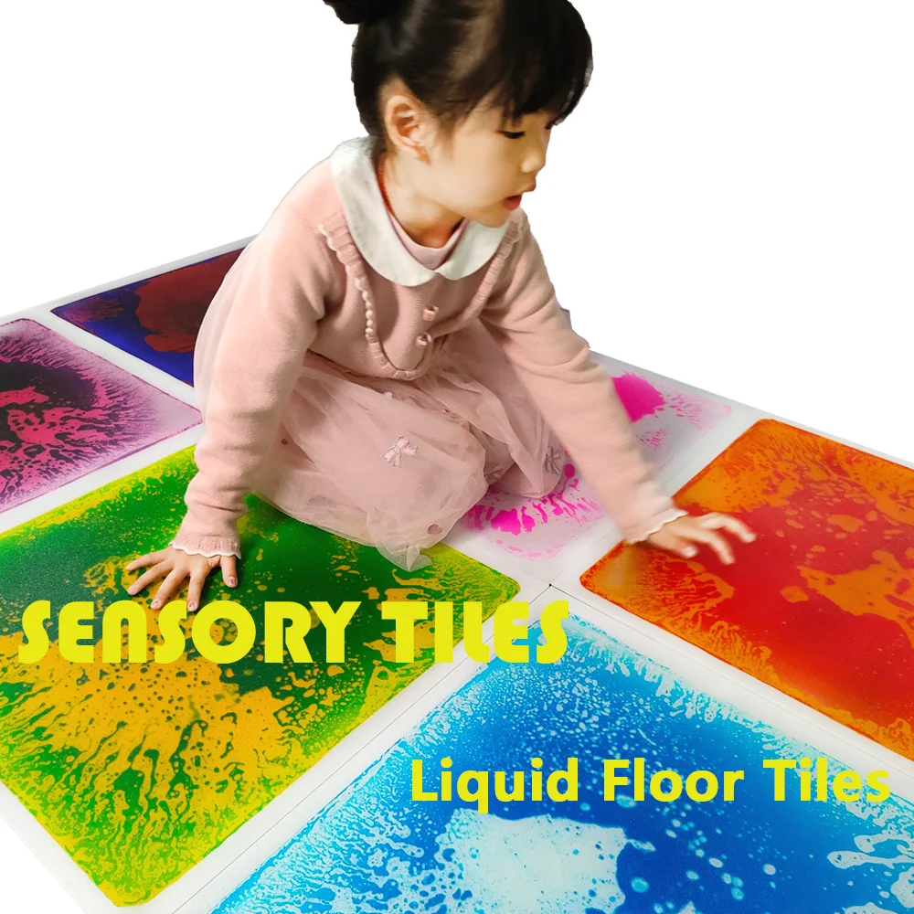 Montessori educational toys colour baby crawling mini kids play autism sensory liquid floor tiles