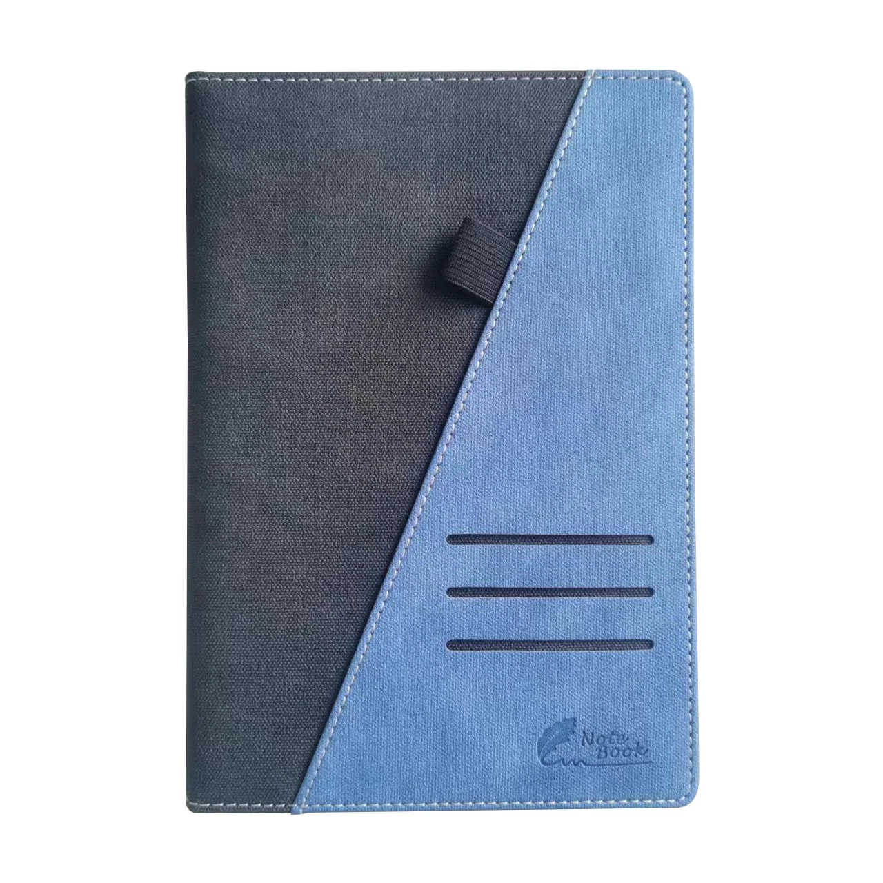 A5 blue stationery set free sample leather notebook 104 sheets with business card pocket