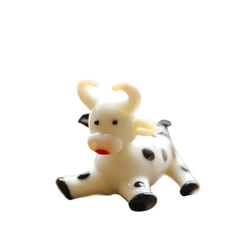 Miniature Small  Glass Animal Cow Figurine glass animal beads