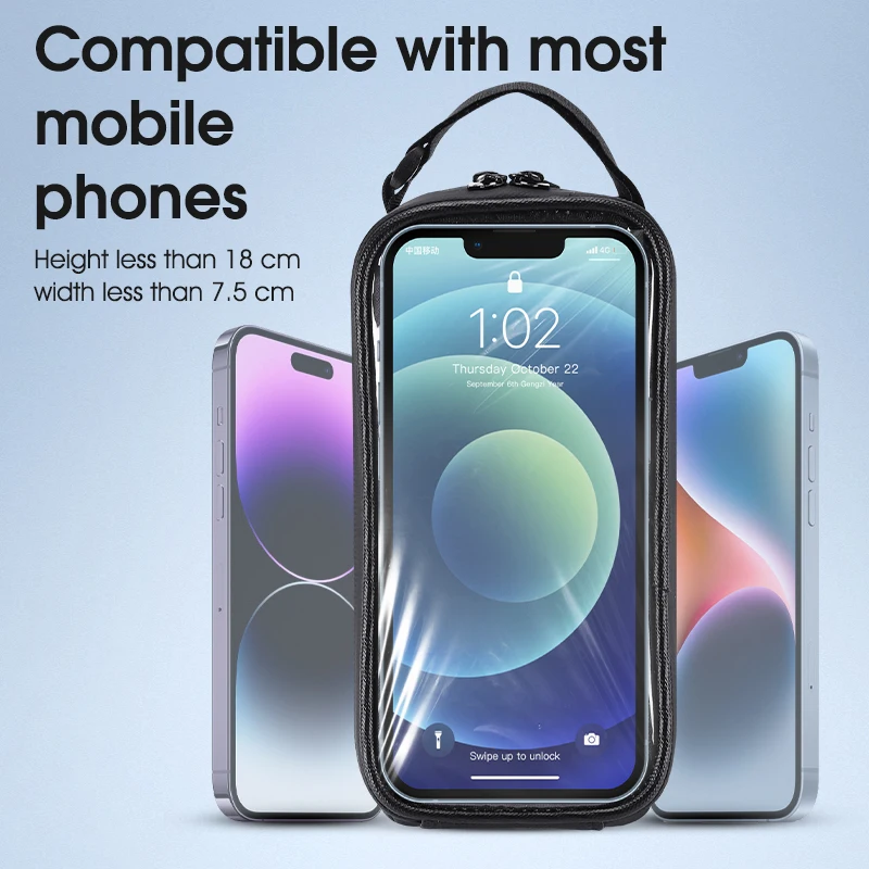 Simple Touch Screen Leather Front Tube Bag Earphone Hole 7 inch Bicycle Bag Waterproof Bike Tube Frame Phone Holder Bag