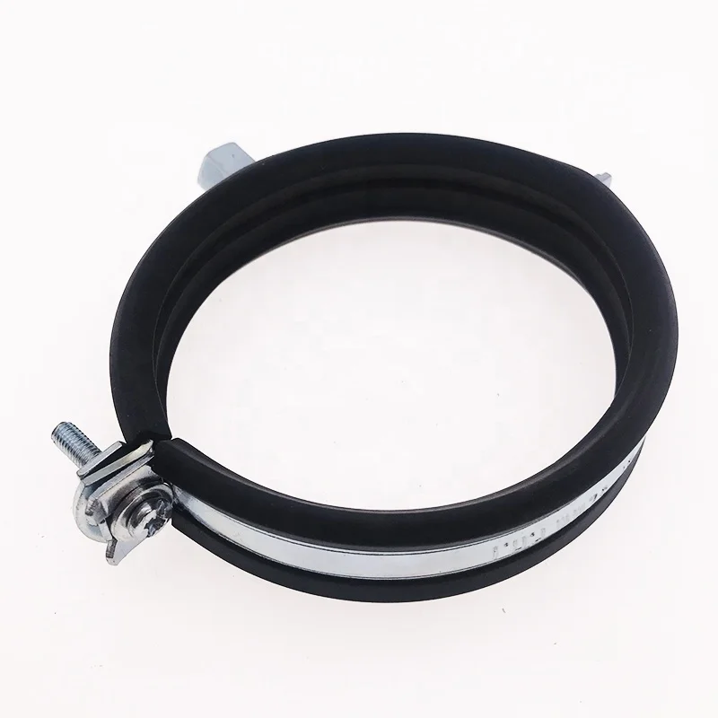 2024 popular of M8+M10 single pipe hanger  with rubber double heavy duty Pipe Clamps of Welding type with one side screw