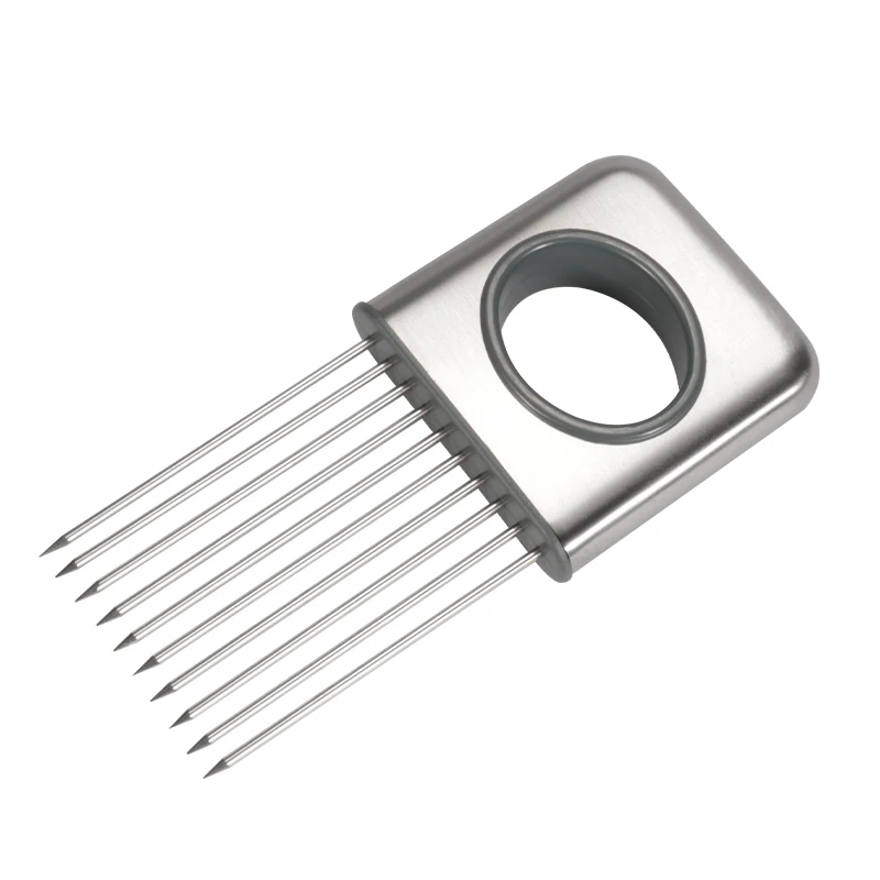 Кухонный инструмент помощник в кусочках нержавеющая сталь игла для лука держатель ручной простой слайсер фруктов и овощей