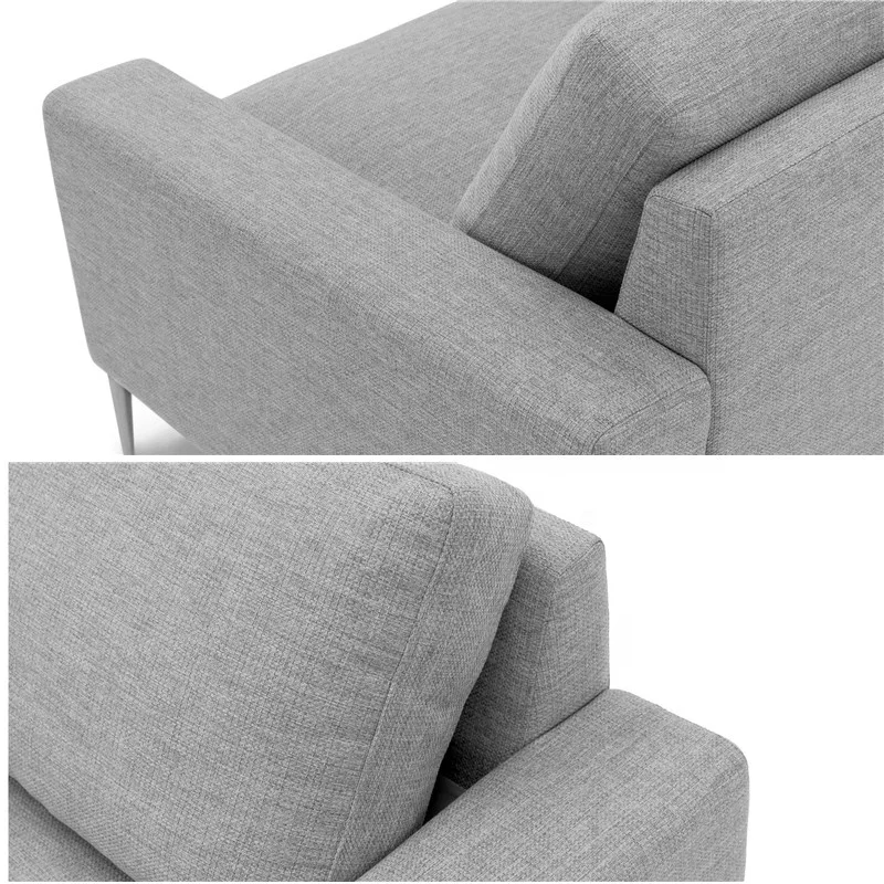 Modern Single Lounge Chair Gray Armchair Fabric Sofa Chair with Metal leg