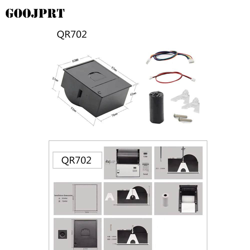Mini 58mm Micro Panel Mount Taxi Thermal Receipt Printer TTL Medical Panel Receipt Printer