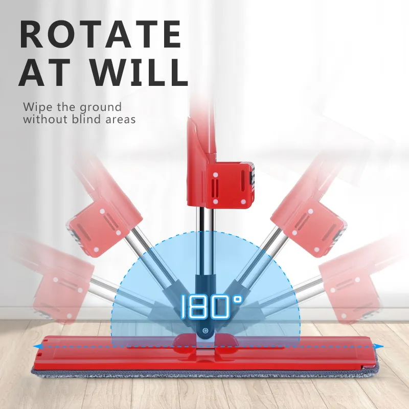 Wholesale price house floor easy cleaning microfiber flat mop hand free red squeeze water mop