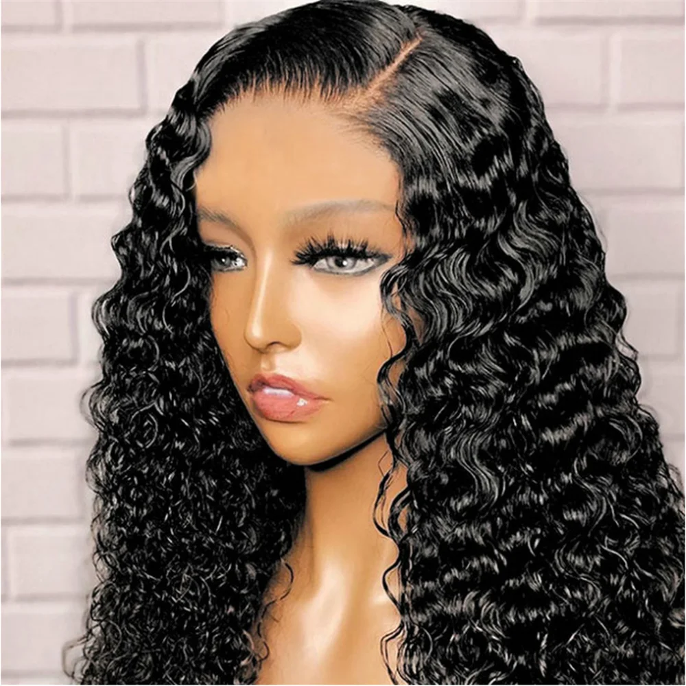 30 Inch Glueless Long Black Wig Cuticle Aligned Raw Indian Human Hair Wigs For Black Women Wholesale Water Wave Lace Front Wigs