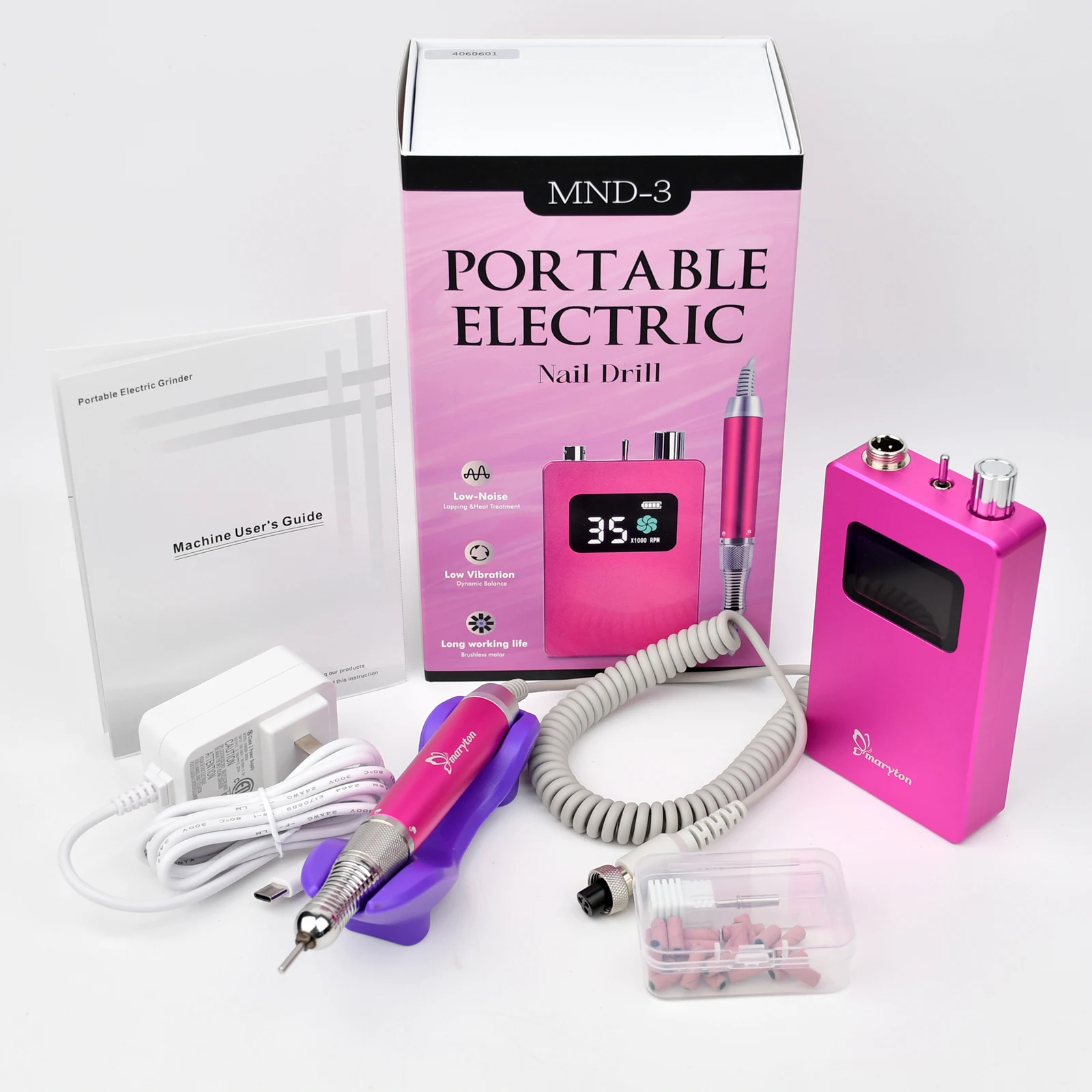 New Black/Red/Silver 35000 rpm Electric Portable Nail Drill Machine Rechargeable for Salon