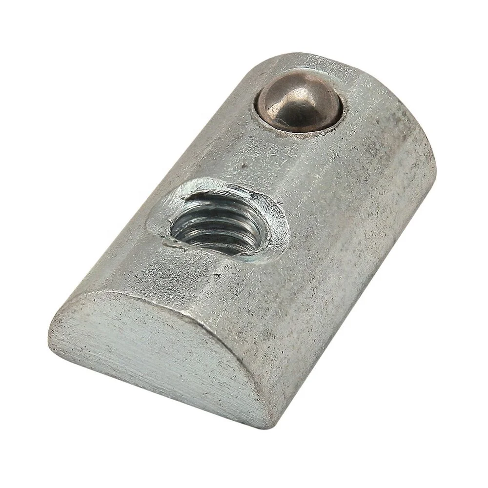 10 x T-Slot Nut Slot 8 - Type I - M8 with step, spring loaded ball, heavy duty, zinc plated steel