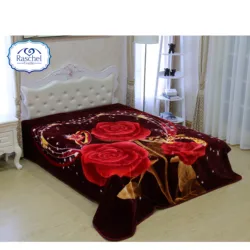 100% polyester wholesale Flower design embossed one ply raschel mink blankets