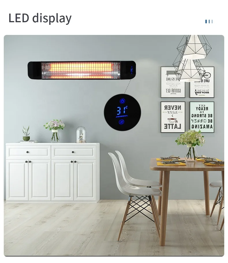 High Efficiency Fast Heating IP65 Carbon Fiber Wall Mounted Infrared Electric Heater