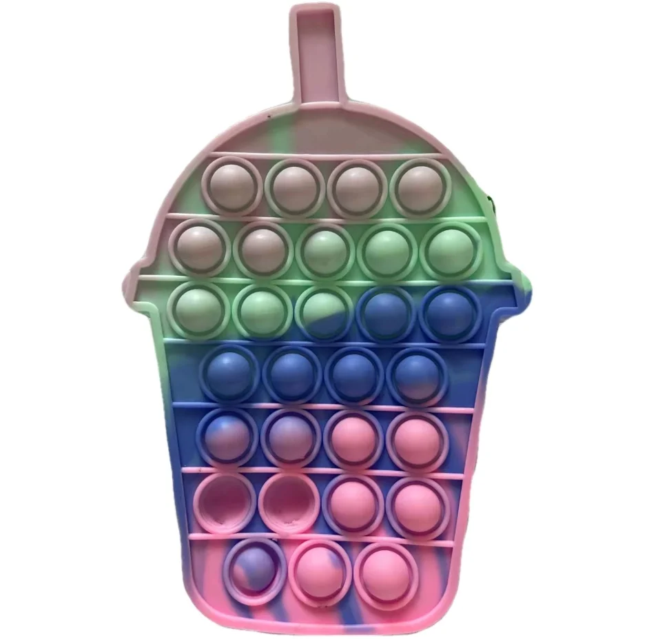 new style sensory fidget toys kids bags silicone stress reliever pop bags it chain shoulder bag