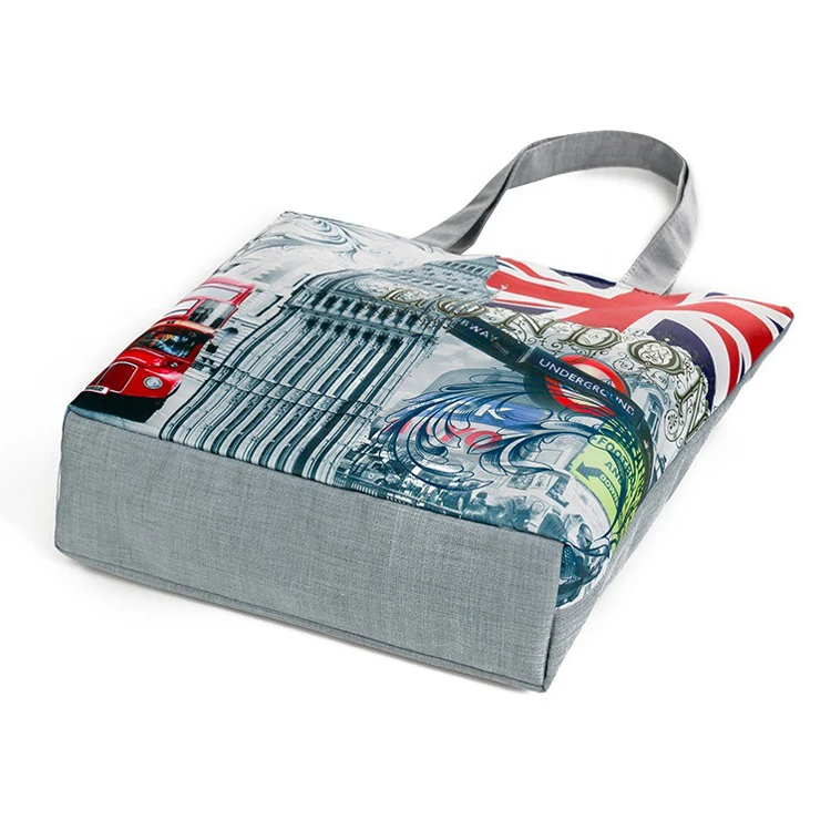 Sublimation England Style Big Ben Pattern Canvas Shoulder Bag Reusable Cotton Shopping Tote Bag