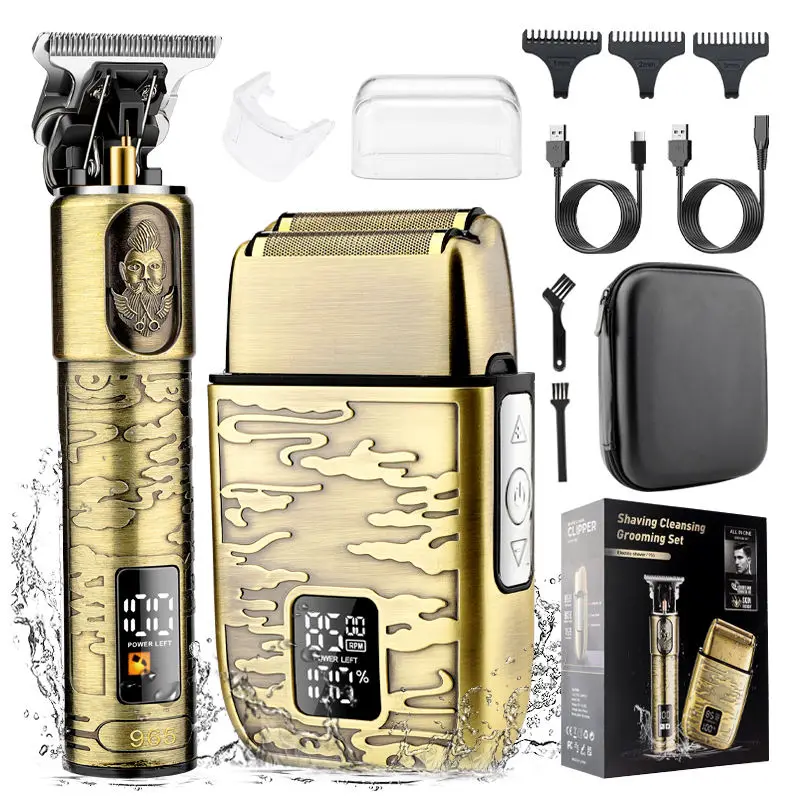 4D 965 Vintage Professinal Mens Hair Clipper Beard Grooming Set Retro Electric Barber Machine Hair Trimmers Stainless Steel