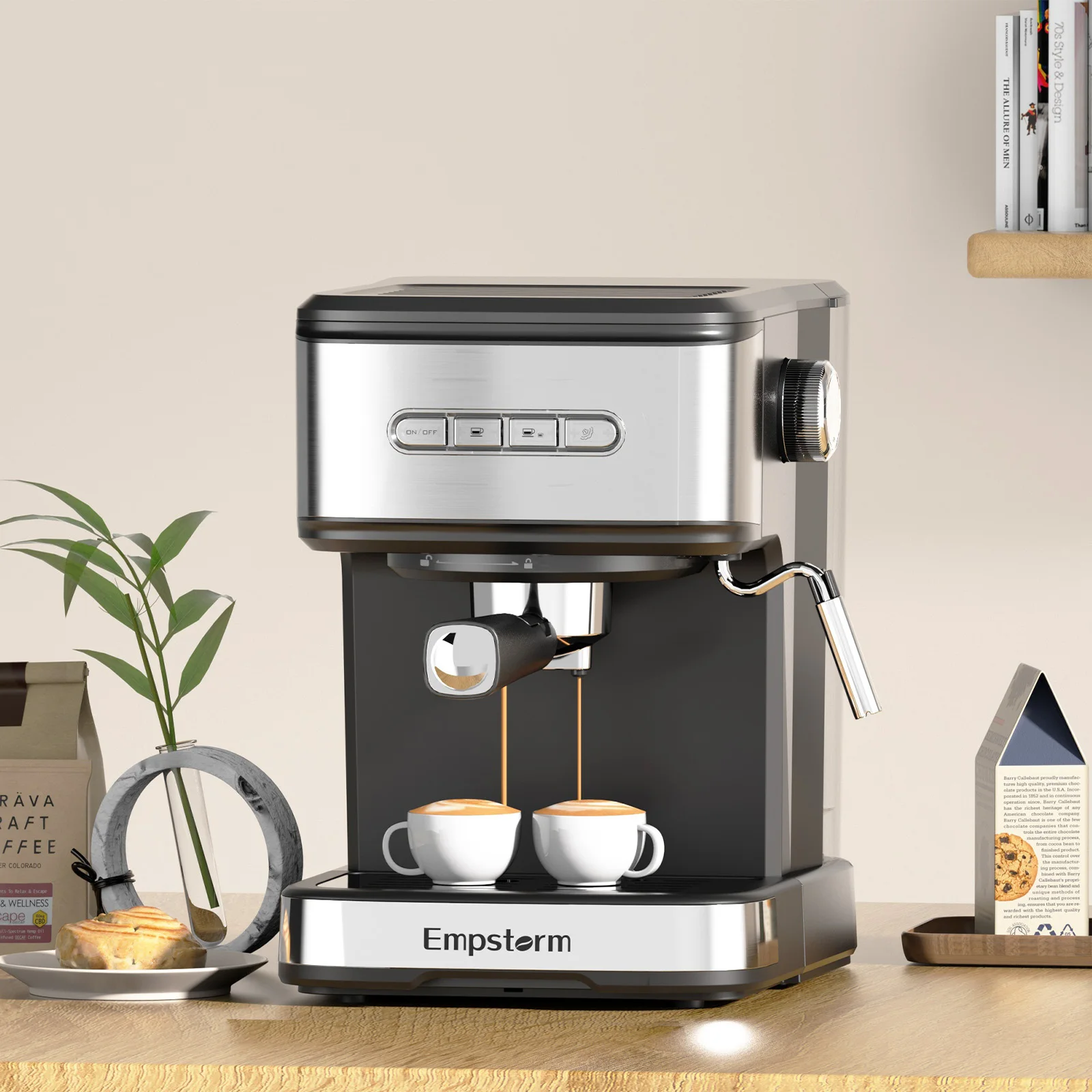 Empstorm 01E  Low Noise 20Bar Pump Pressure Manual Coffee Brewing Easy and Convenient Capsule Coffee Machine for Home Use