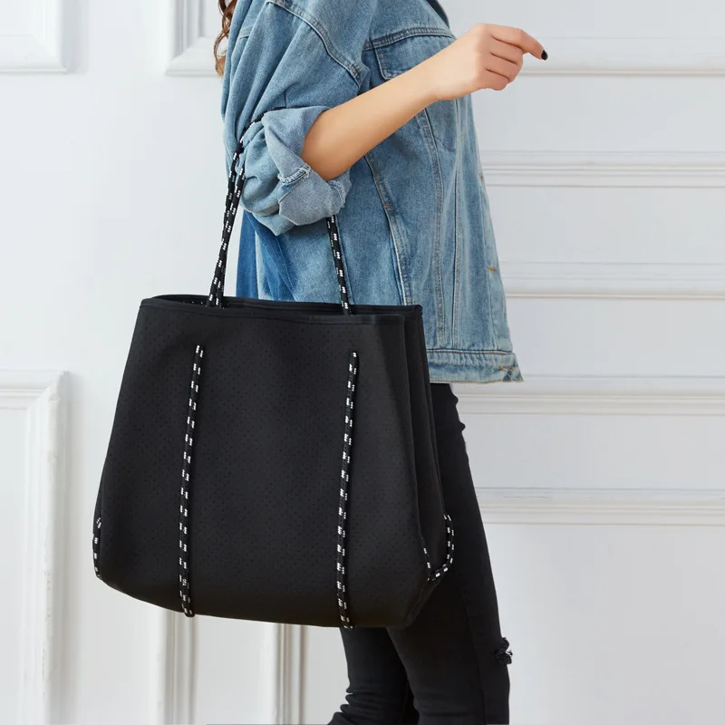 High quality hot sell perforated neoprene  large tote bag handbags for women