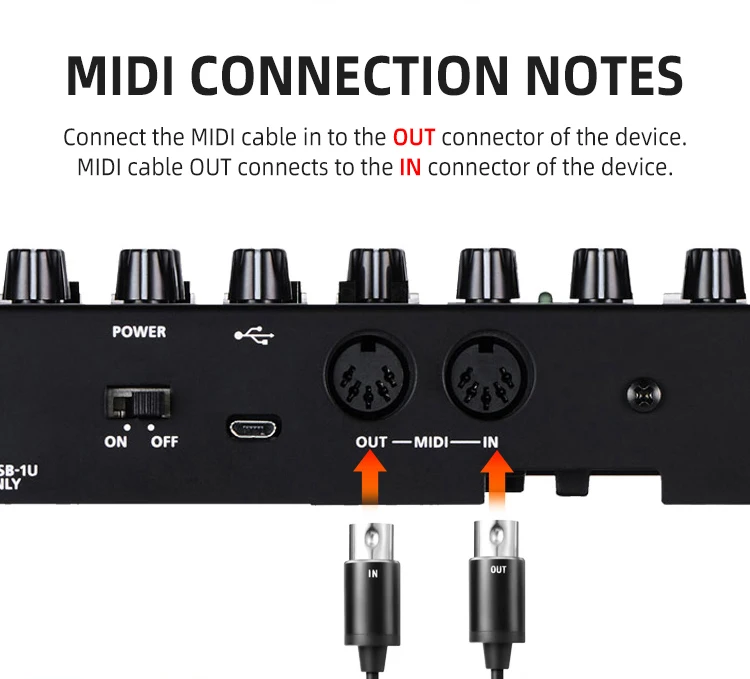 200cm Length Custom Usb Type C Midi Cable With Input  Output Connecting Keyboard synthesizer