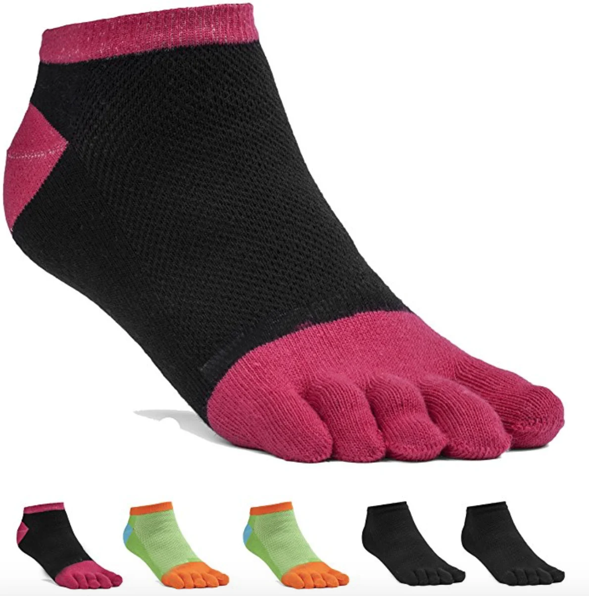 High Quality 100% Cotton Black Women Athletic Ankle Five Finger Toe Socks