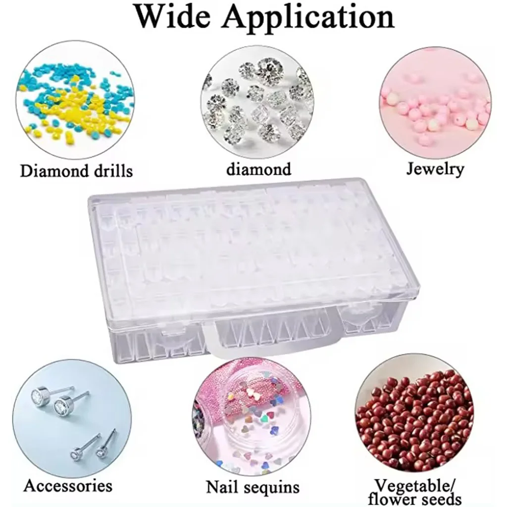 Wholesale hot selling custom cheap 12 24 42 64 Slots plastic jewelry DIY diamond painting beads organiser storage box