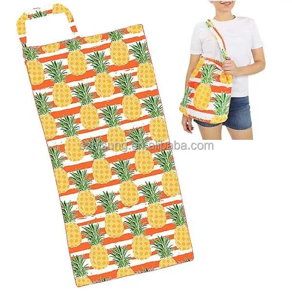 China Supplier New brand OEM Designer Pattern 100% Cotton Terry Towelling Summer Beach Towel Bag