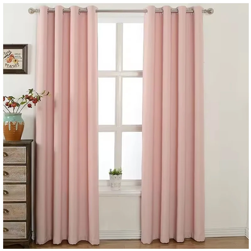 Pink grey simple blackout fabric curtain blinds design bedroom shower luxury sun blocking living room curtains