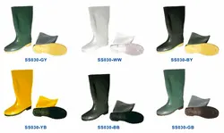 Oil acid alkali resistant non safety gum boot pvc multicolor shiny black rain boots gum boot on orange color