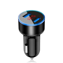 3.1A Car Charger Portable Car Cigarette Lighter Adapter Universal LED Display Dual USB Car Charger Adapter For iPhone 11 12 13