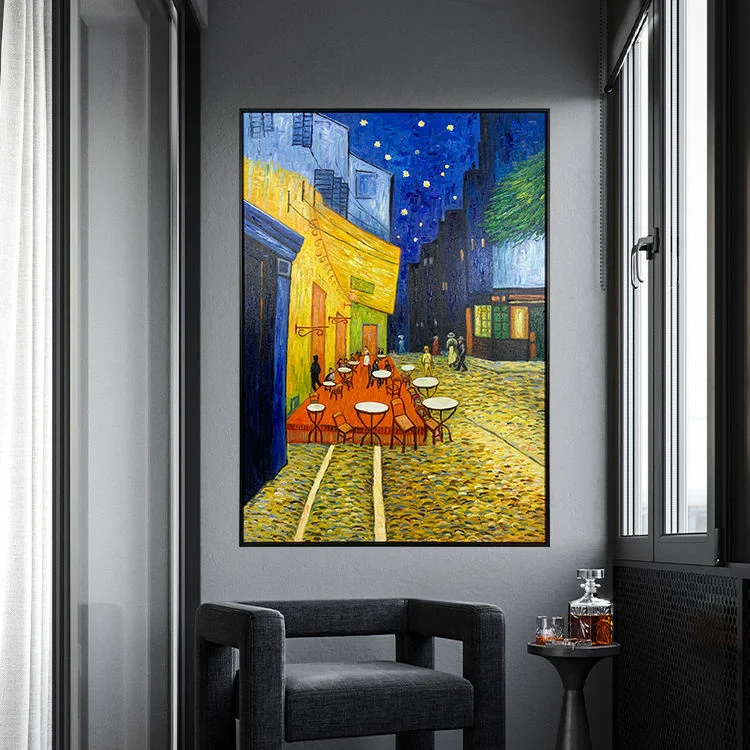 Abstract Canvas Hand Painted Street Art Oil Paintings Reproduction Handmade City View Van Gogh Painting
