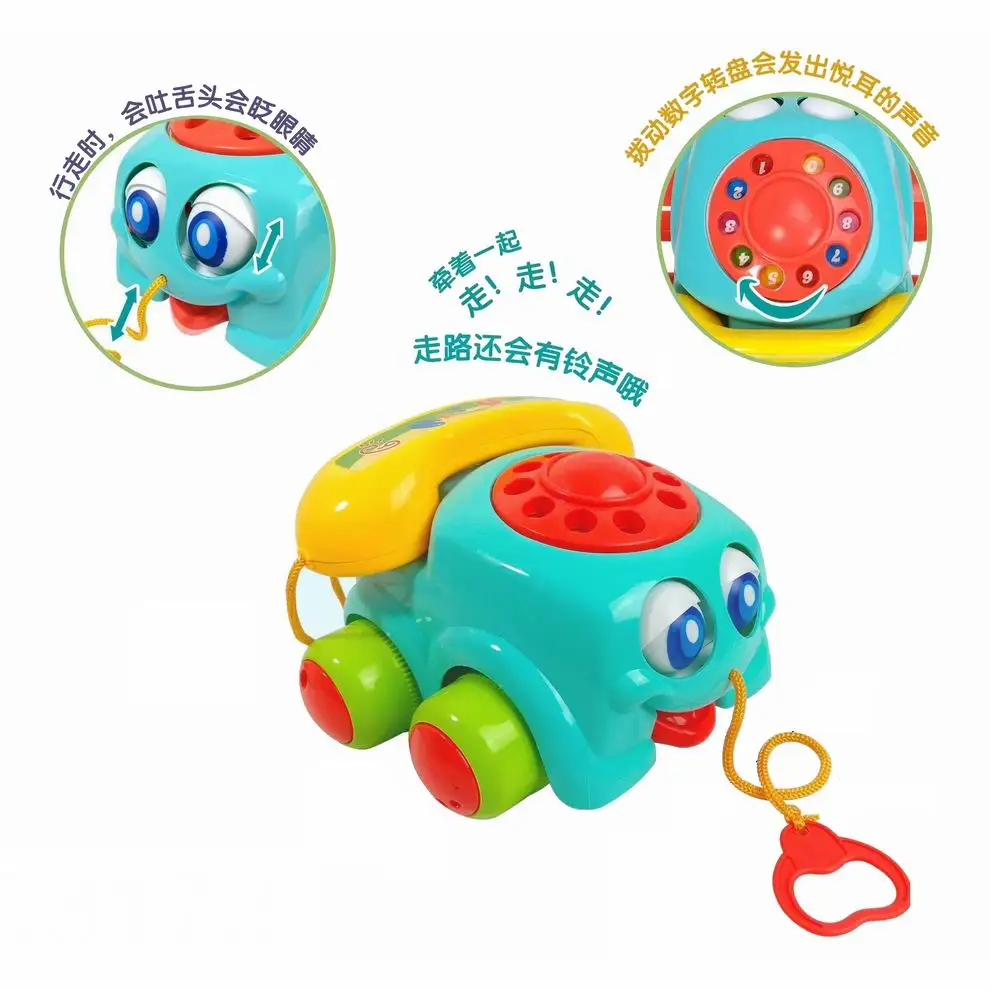 Empujar juguetes para nino hot sell pretend play plastic toys for kids push n go pull string cute cartoon animal with gear game